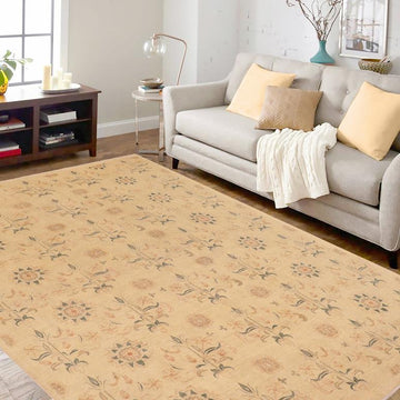 handmade Transitional Kafkaz Chobi Ziegler Beige Rust Hand Knotted RECTANGLE 100% WOOL area rug 10 x 13